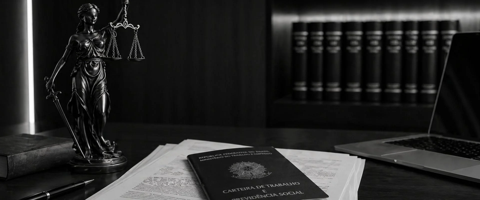 Advogado em ambiente corporativo ajustando gravata, representando assessoria jurídica em direito trabalhista para empresas